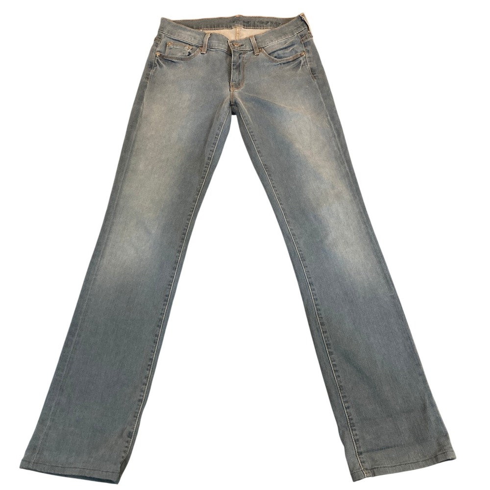 7 For All Mankind Jeans Women 27 Straight Leg Stone‎ Blue Light Wash AU0173790